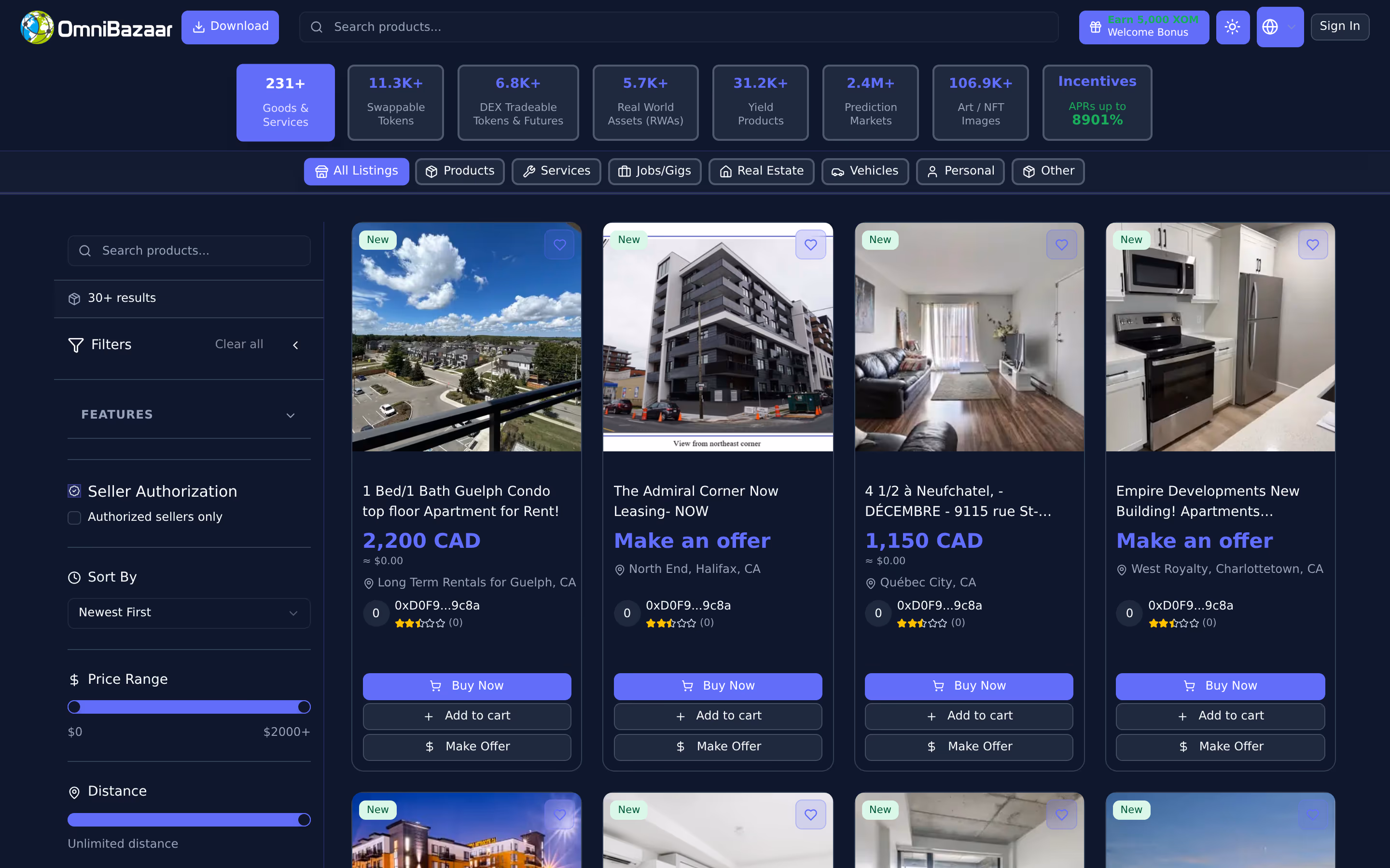Marketplace — live OmniBazaar app screenshot